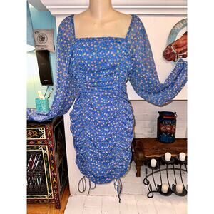 MABLE RUCHED FLORAL BODYCON DRESS S